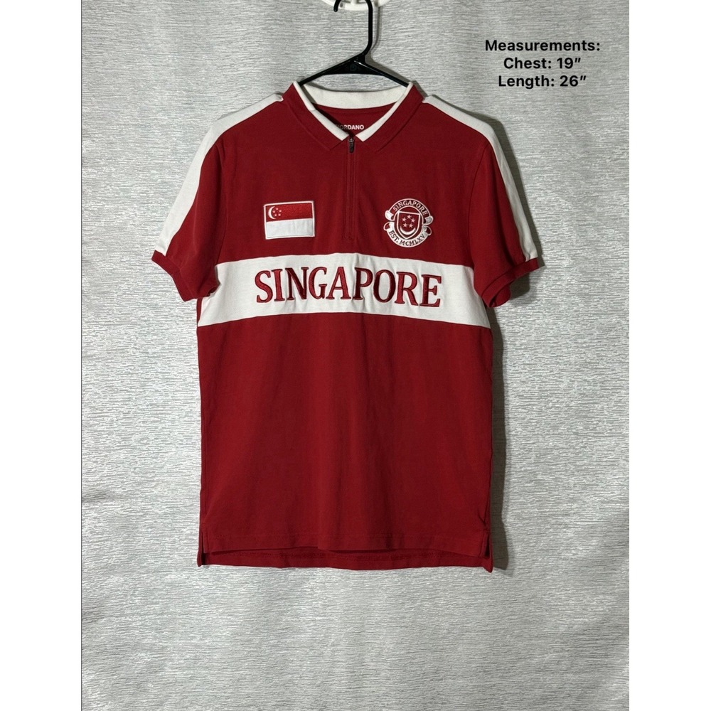 Giordano Men's Polo Shirt Tapered Fit SINGAPORE National Day‎ Red White